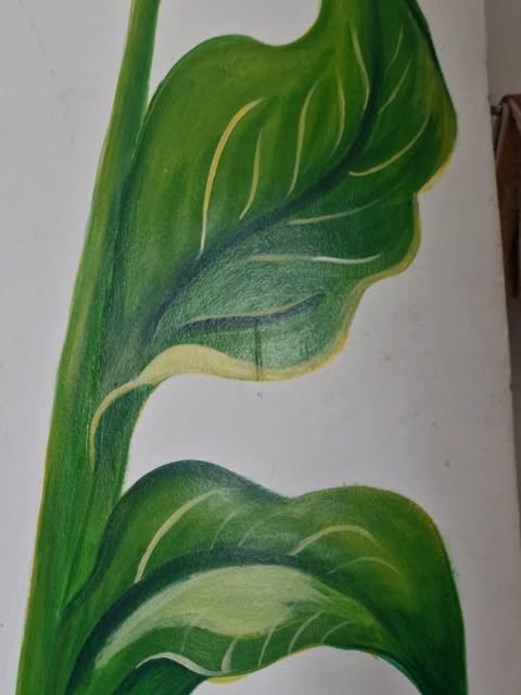 Leaf Study: Layered greens and soft highlights give the calla leaves their gentle curl.