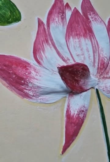 Lotus in Bloom: Textured, dimensional lotus petals finished in rose and white. Yes, this is a wall.